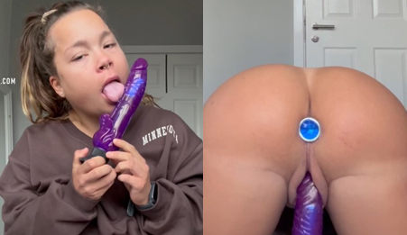 |Fitgirlshan Enjoying a Purple Dildo